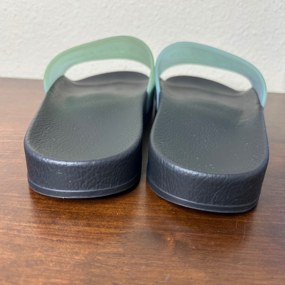 Rag & Bone New York Size 40 Logo Slides Black Seafoam Green Rubber Sandals Italy - Picture 4 of 8